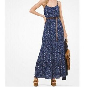 Michael Kors Paisley Tiered Crepe Maxi Dress - XS
